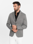 Men's casual blazer in delicate check - gray V2 OM-BLZB-0116