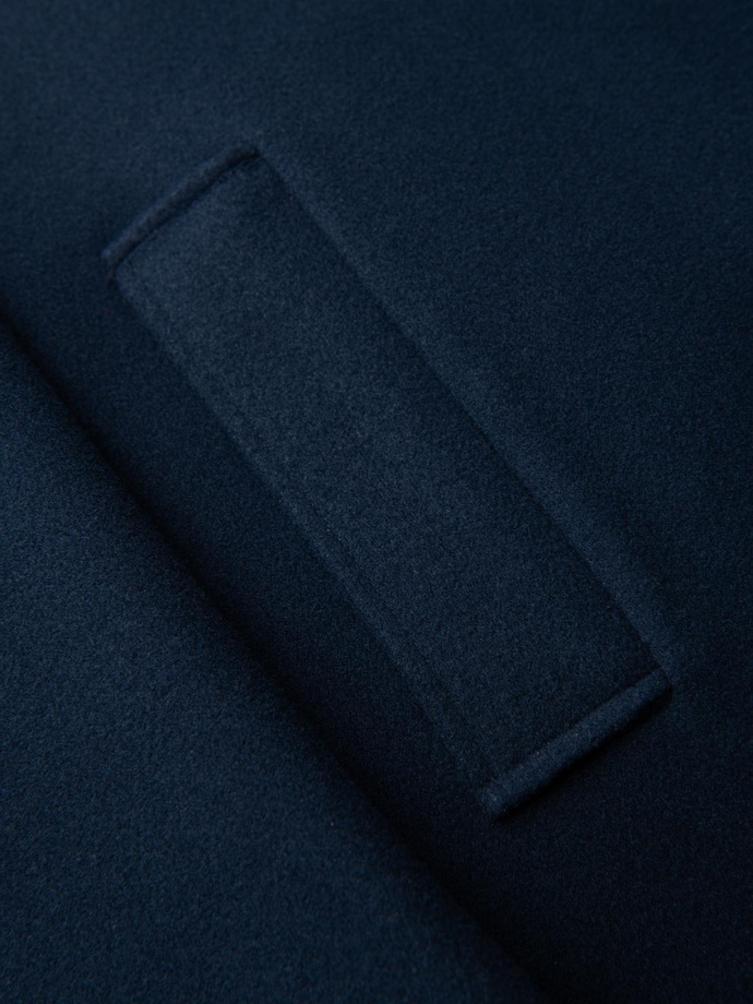 Pánský dlouhý jednořadý kabát s límcem a spodním pláštěm - černý V1 OM-COWC-0106