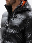 Men's winter puffer jacket shiny - black C545