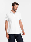 Tricou polo bărbătesc fără nasturi - alb V1 OM-POSS-0110