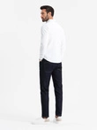 Vyriški trikotažiniai SLIM FIT marškiniai ilgomis rankovėmis - balti V1 OM-SHCS-0177