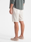 Pantaloni scurți din amestec de in pentru bărbați - crem V2 OM-SRCS-0131