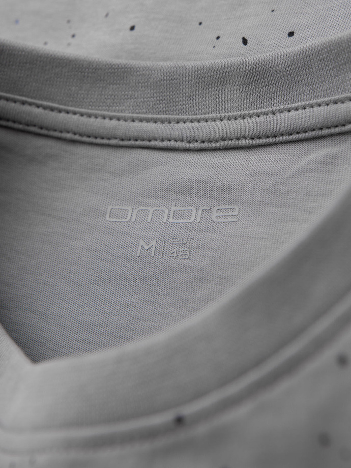 Men's printed cotton T-shirt with round neckline - light grey V8 OM-TSFP-0186