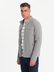 Men's biker jacket with pockets and collar - grey V3 OM-JALP-0157