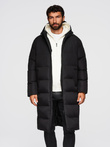 Men's classic long hooded jacket - black V1 OM-JALJ-0269