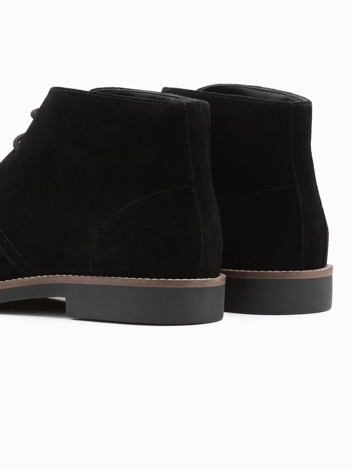 Pánská kožená kotníková obuv s vázáním - černá V2 OM-FOCS-0136