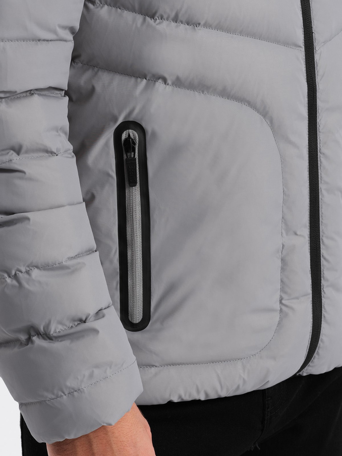 Pánska prešívaná športová bunda - sivá V5 OM-JALP-0118