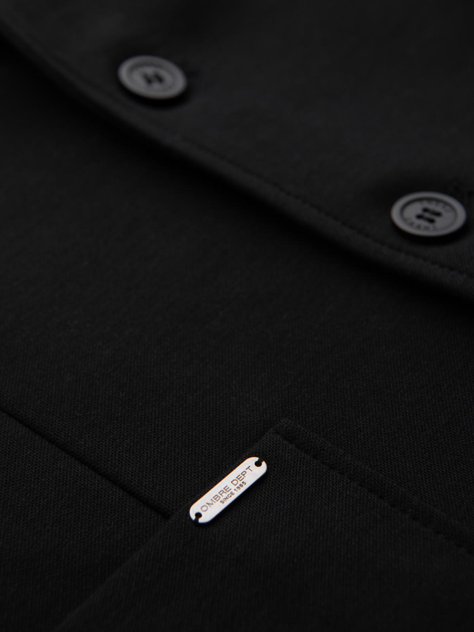 Jachetă bărbătească SLIM tricotată cu textură subtilă - negru V2 OM-BLZB-0101