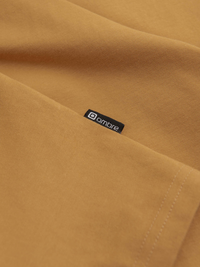 BASIC pánske tričko s dlhým rukávom a okrúhlym výstrihom - horčicové V10 OM-LSBL-0106