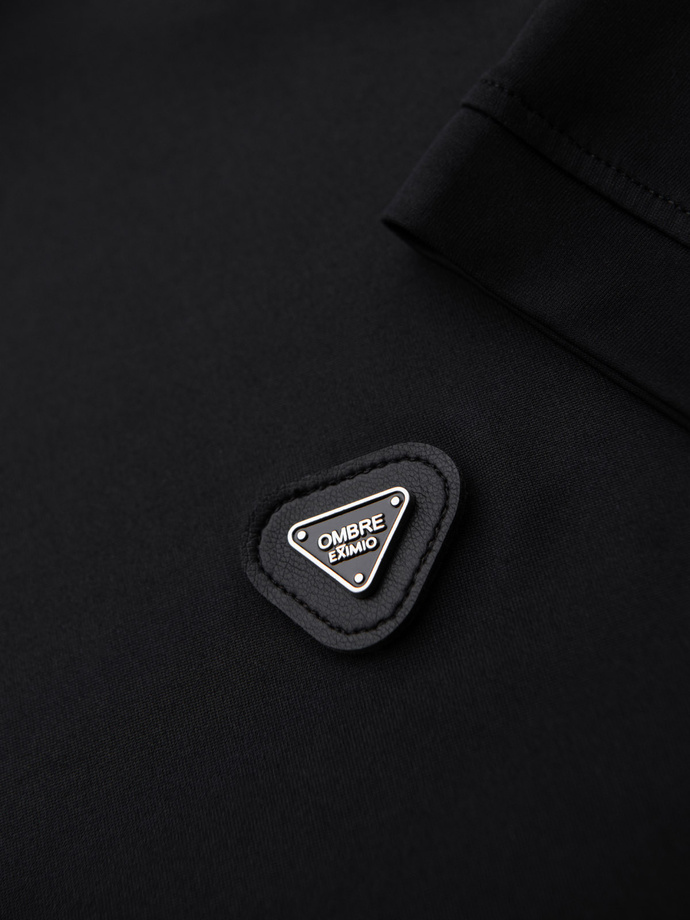 Tricou polo elegant pentru bărbați din material elastic - negru V1 OM-POSS-0150