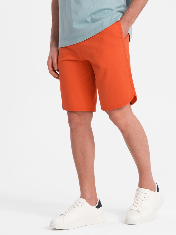 Men's rounded leg sweat shorts - orange V5 OM-SRSK-0105