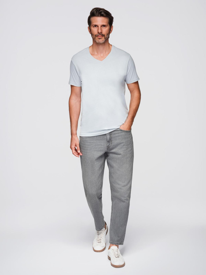 BASIC men's classic cotton tee-shirt with a crew neckline - light grey V23 OM-TSBS-0237