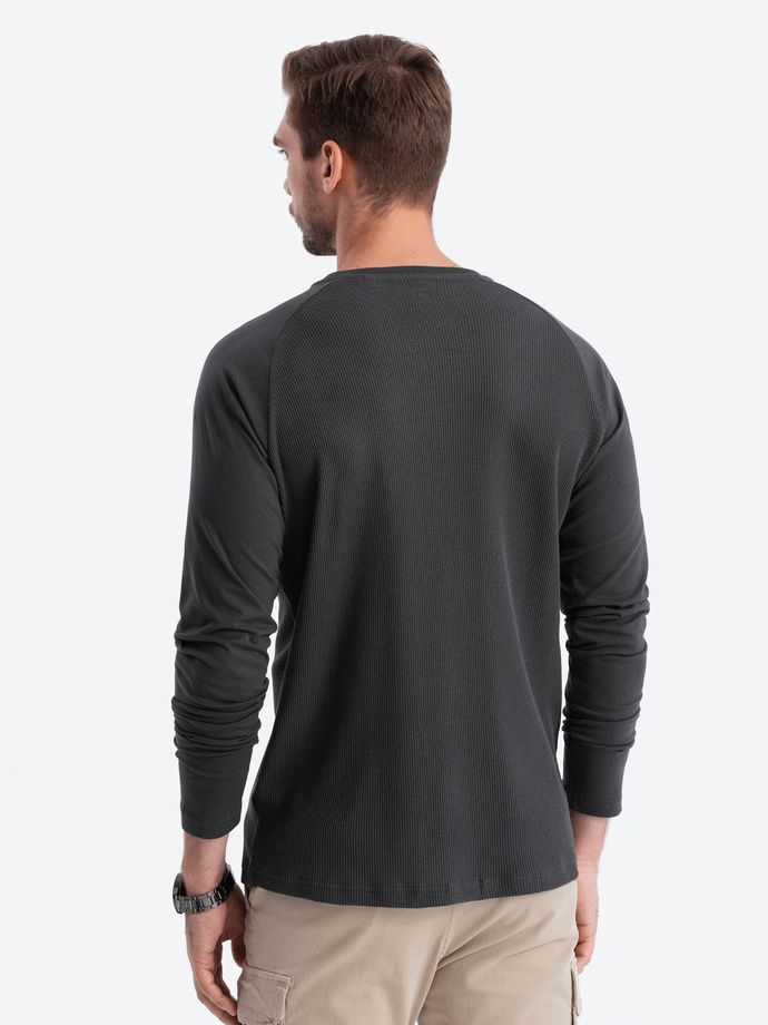 Men's longsleeve with "waffle" texture - graphite V5 OM-LSCL-0109
