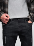 Men's denim pants with REGULAR FIT rubbing - black V2 OM-PADP-0241