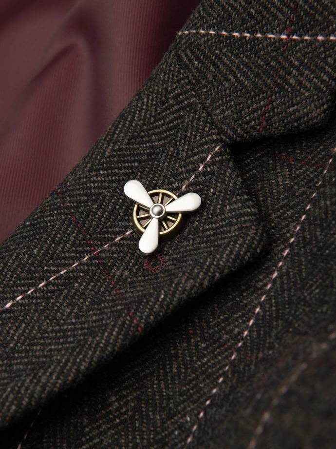 Metal decorative clothing pin propeller - brown V1 OU-ACPN-0107