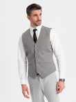 Men's jacquard casual vest without lapels - gray V2 OM-BLZV-0111