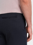 Men's structured knit shorts with chino pockets - navy blue V1 OM-SRCS-0128