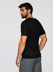 Men's openwork sweater with round neckline and short sleeves - black V2 OM-TSCT-0251