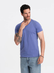 BASIC men's cotton classic tee with v-neck - purple V12 OM-TSBS-0145