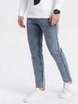Pánské kalhoty z džínoviny s drsným střihem SLIM FIT - tmavě modré V4 OM-PADP-0146