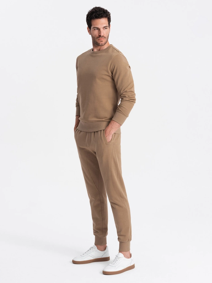 Set trening bărbați pantaloni jogger + hanorac - maro V2 Z79