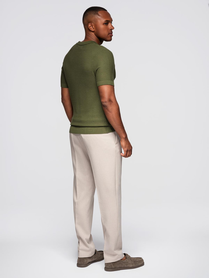 Tricou polo bărbătesc fără nasturi - albastru marin V3 OM-POSS-0110