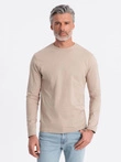 Men's BASIC longsleeve with round neckline - beige V8 OM-LSBL-0106
