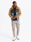Lightweight colorful men's sports jacket with fleece - blue-mustard V8 OM-JANP-0194