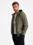 Men's lightweight jacket with hood and mesh lining - olive V2 OM-JANP-0149