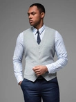 Fitted structured men's vest with patch pockets - grey melange V2 OM-BLZV-0146