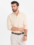 Cămașă oxford elegantă pentru bărbați cu broderie și buzunar - albastru V1 OM-SHOS-0173