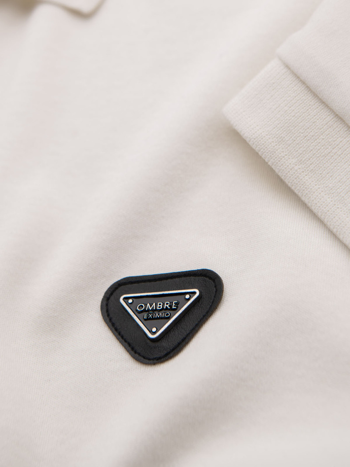 Pánská polokošile s výstřihem na zip - bílá V1 OM-POSS-0148