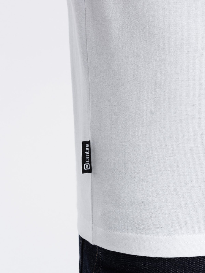 Pánske tričko BASIC s okrúhlym výstrihom a dlhým rukávom - biele V4 OM-LSBL-0106