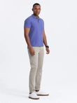 BASIC tricou polo pentru bărbați, tricou piqué monocolor - violet V12 OM-POBS-0100