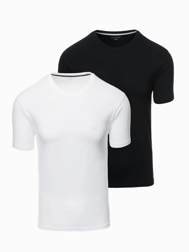 Set of men's t-shirts with round neckline - white/black V2 Z101