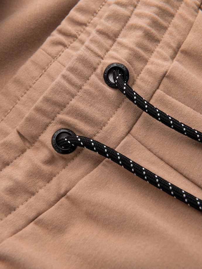 Pánské tepláky s logem - hnědé V3 OM-PASK-0167