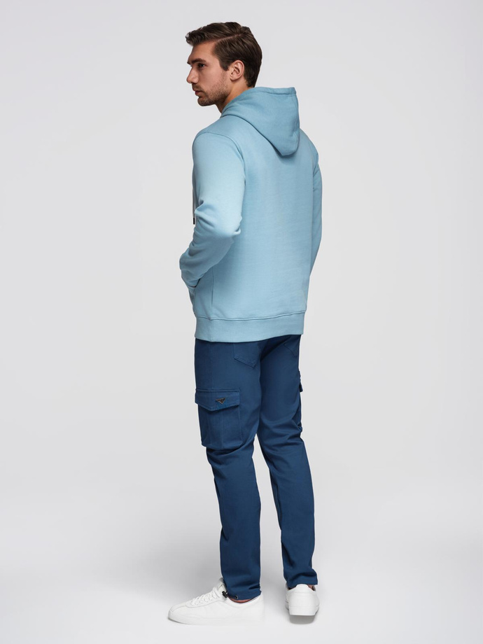 Men's kangaroo sweatshirt with hood - blue V7 OM-SSBN-0177
