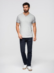 Men's T-shirt with contrasting inserts and crew neckline - light grey V4 OM-TSCT-0198