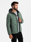 Men's sports quilted jacket with contrasting zipper - khaki V6 OM-JALP-0179