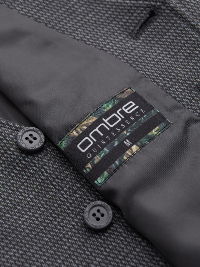 Přiléhavá elegantní pánská strukturovaná pletená vesta - grafitová V3 OM-BLZV-0147