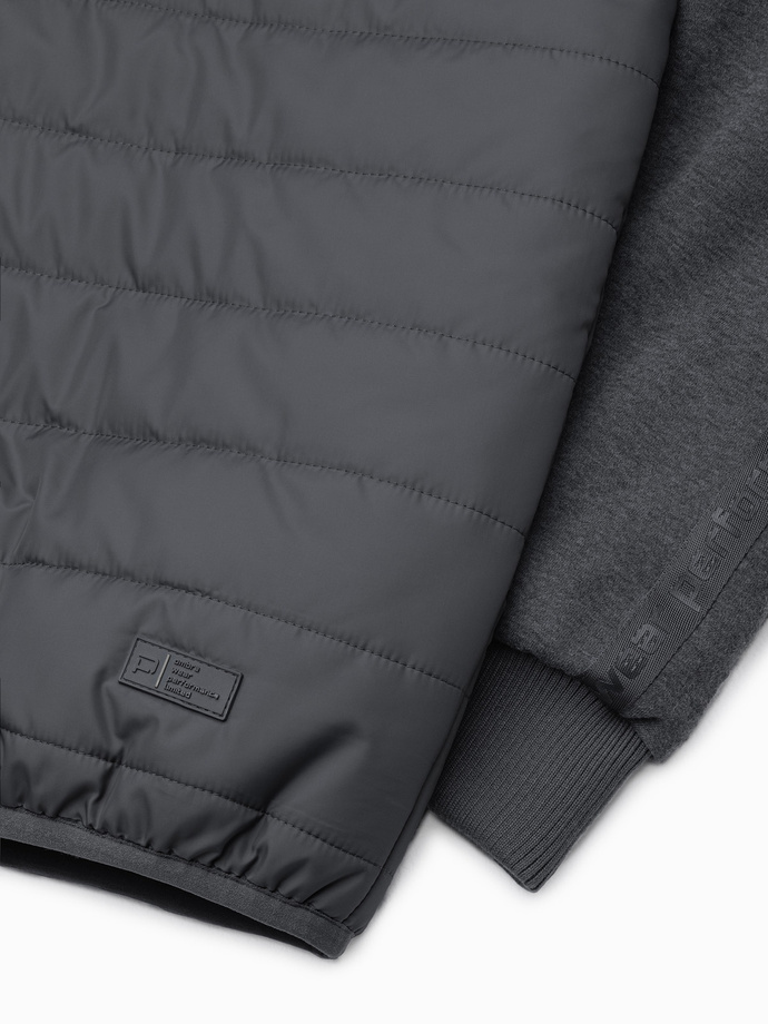 Men's mid-season jacket - dark grey C601