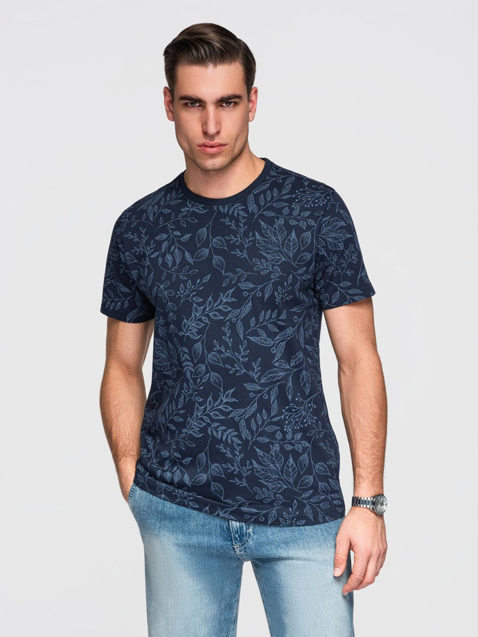 Men's cotton t-shirt with double printed logo - white V1 OM-TSPT-0211 