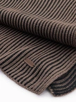 Men's knitted scarf with two-tone stripes - brown and black V3 OM-ACSF-0114