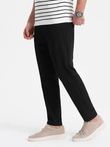 Pánske chino nohavice s elastickým pásom SLIM FIT - čierne V3 OM-PACP-0158