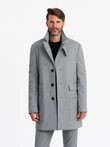 Palton bărbătesc modelat cu o singură pieptănătură și buzunare - gri V3 OM-COWC-0108