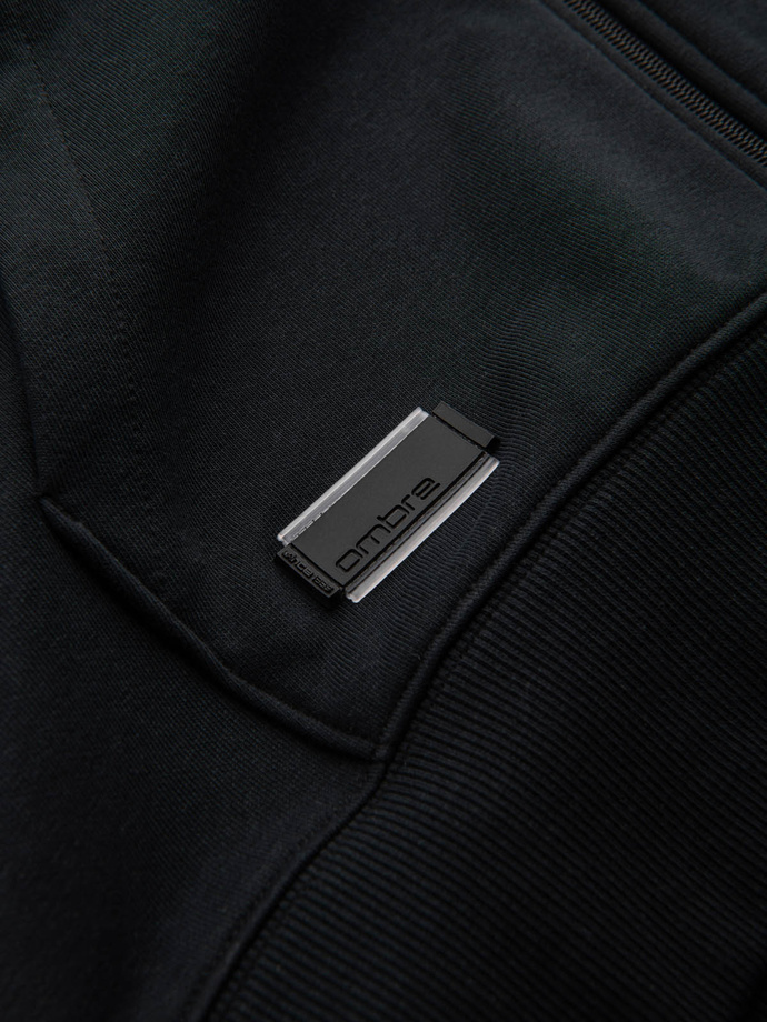 Men's unbuttoned cotton BASIC sweatshirt - black V9 OM-SSBZ-0160