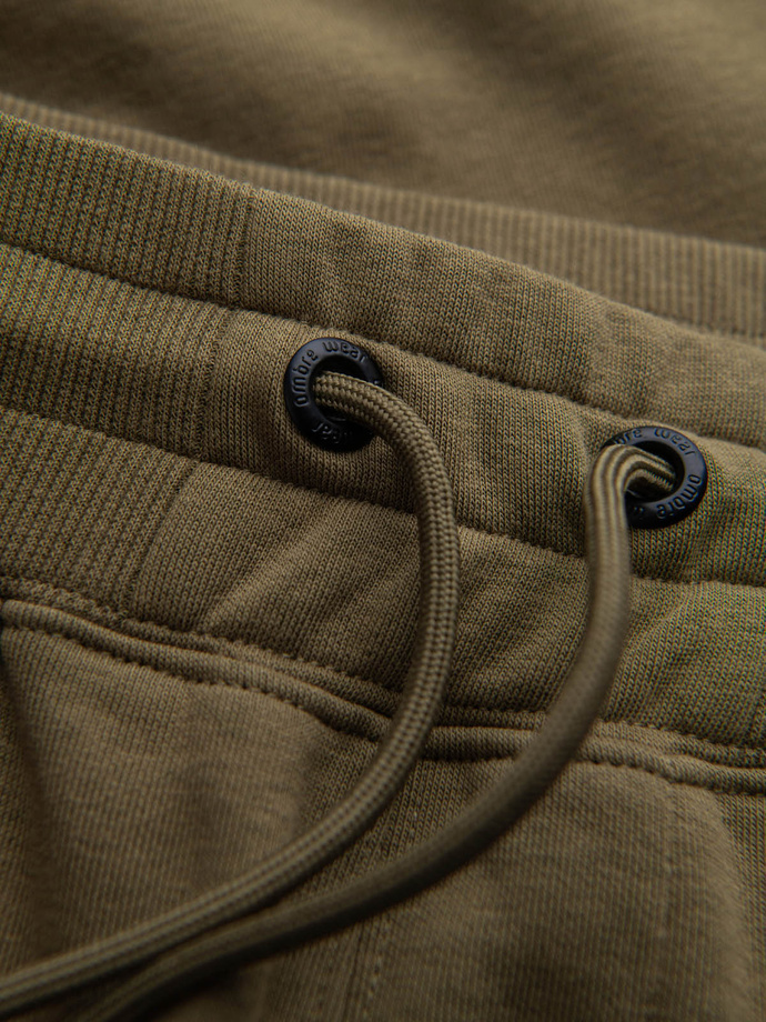 Pantaloni scurți din bumbac BASIC pentru bărbați - olive V2 OM-SRBS-0149