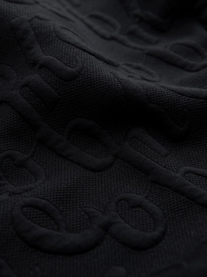 Vyriškas džemperis RELAXED FIT su įspaustais užrašais - juodas V1 OM-SSNZ-0164