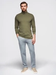 Men's plain turtleneck longsleeve - dark olive green V4 OM-LSCL-0130