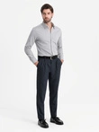 Vyriški SLIM FIT marškiniai su kišenėmis - pilki V2 OM-SHCS-0174